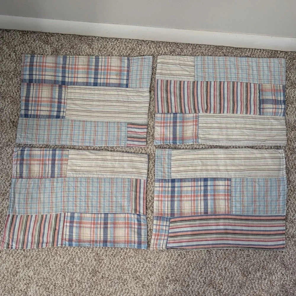 Handmade Patchwork Placemats‎ Set Of 4 Farmhouse Country Stripes Plaid 18 x 13